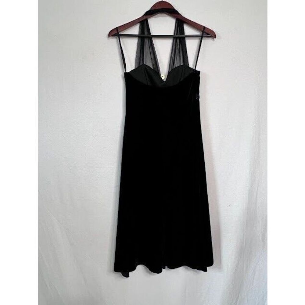 Y2K Vintage Black Stretch Velvet sequin Halter Top Dress Blondie Nites Size 9 - Picture 4 of 6